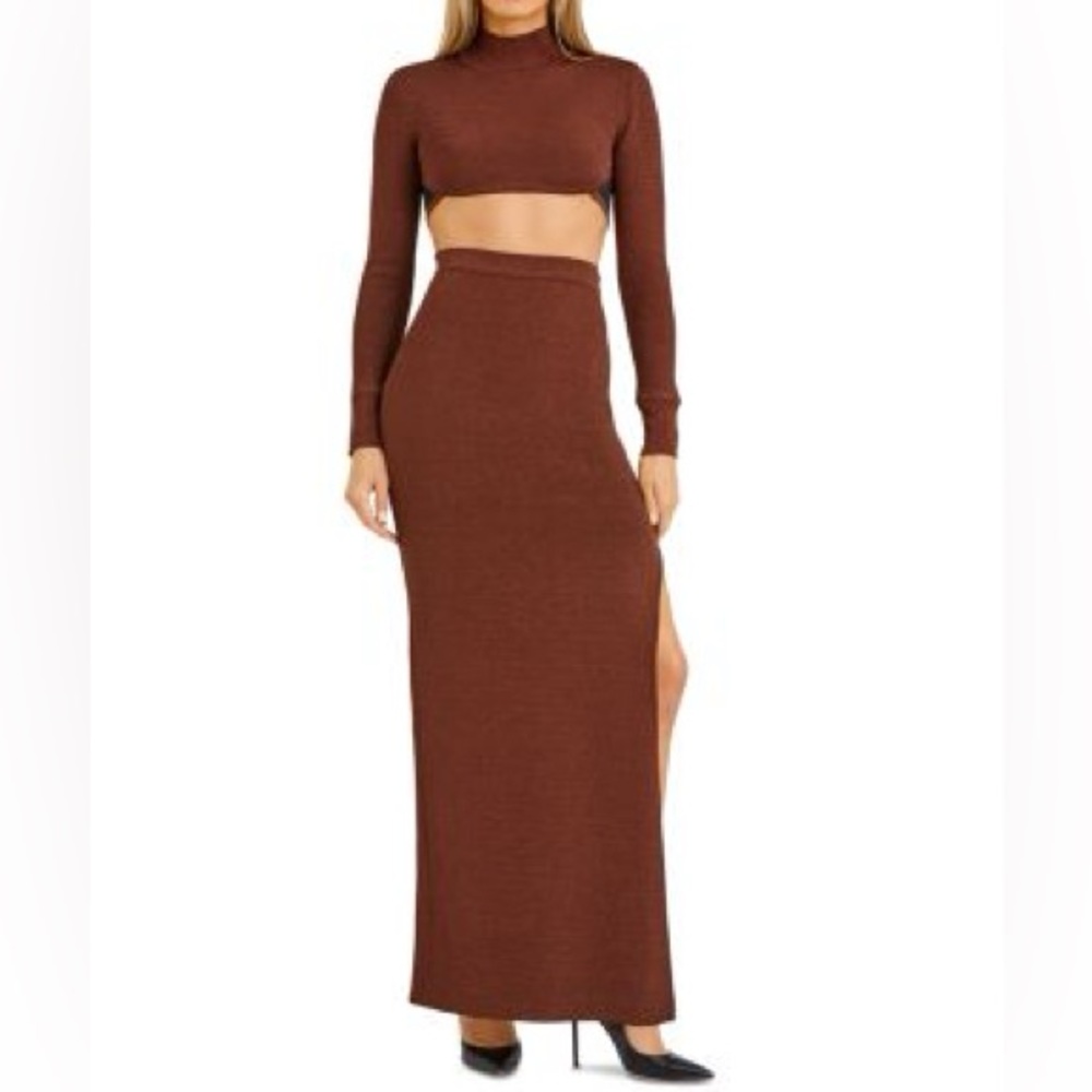 Herve Leger Mocha Maxi Skirt